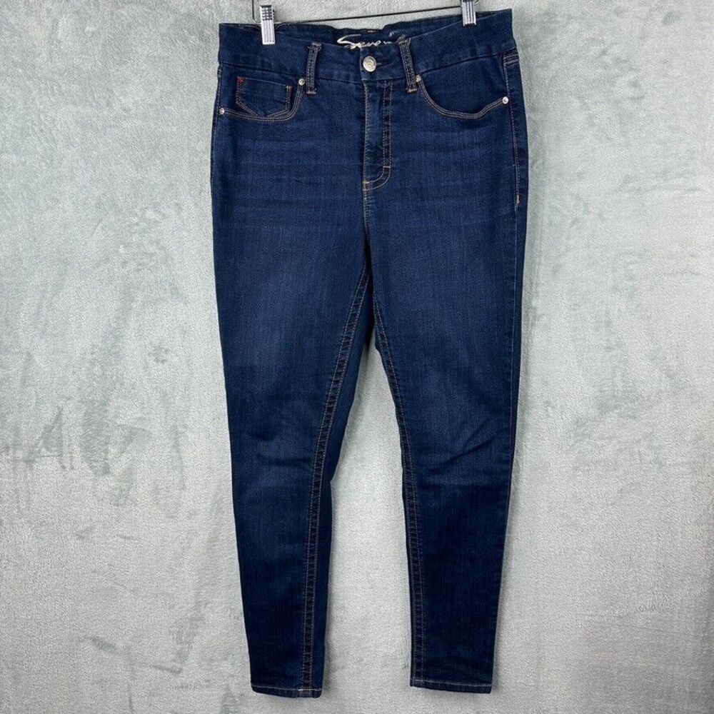 Seven 7 jeans womens tummyless skinny high rise blue stretch denim 12 (32x28.5)